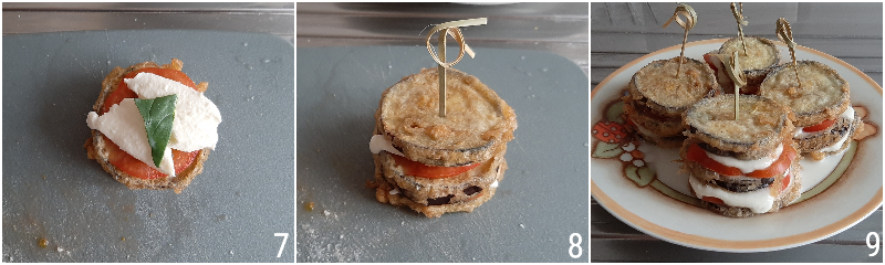 torrette di melanzane farcite con pomodoro e mozzarella club sandwich di melanzane 3 cuocere in forno o nel microonde