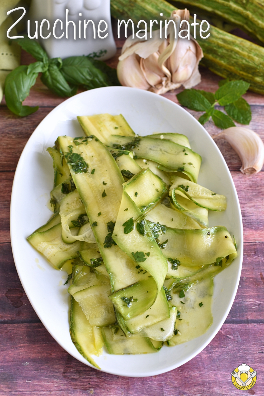 v_ carpaccio di zucchine crude marinate con limone o aceto ricetta estiva veloce light sfiziosa saporite con erbe il chicco di mais
