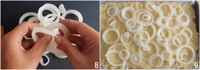 d. unire le cipolle alla schiacciata di patate lesse