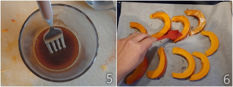 c. condire la zucca hokkaido con un'emulsione alla paprika