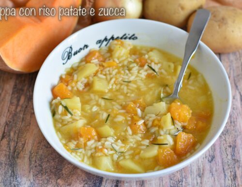 Zuppa con riso, patate e zucca