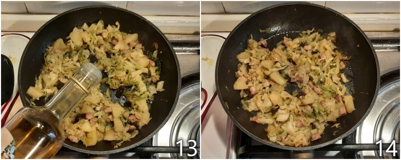 e. sfumare la verza in agrodolce con l'aceto