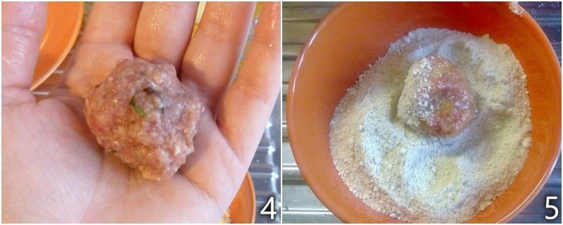 b. dare forma alle polpette e passarle nel pangrattato