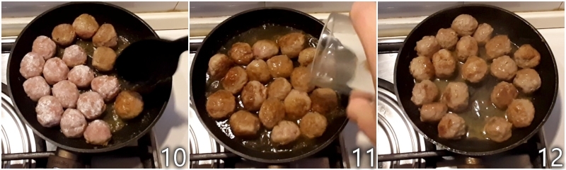 d. cuocere le polpette in umido con il brodo vegetale o di carne