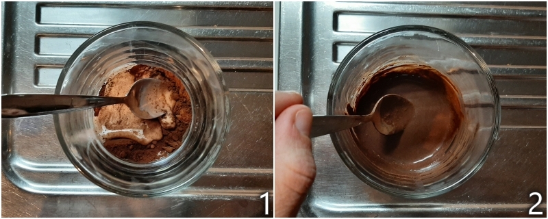a. sciogliere il cacao nel latte per il budino ai semi di chia al cioccolato