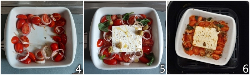 b. cuocere la feta alla mediterranea in friggitrice ad aria