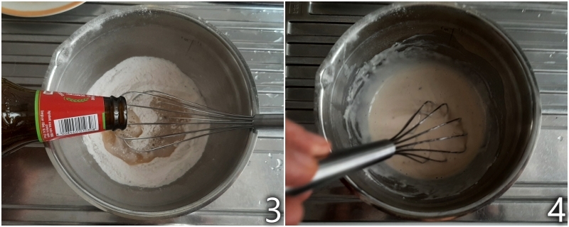 b. preparare la pastella con farina e birra