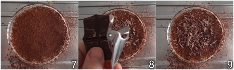 c. guarnire il chia pudding al tiramisù con cacao amaro e cioccolato