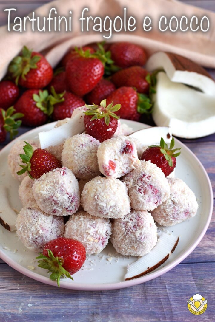 v_ tartufini fragole e cocco senza cottura dolcetti leggeri freschi con ricotta e fragole il chicco di mais