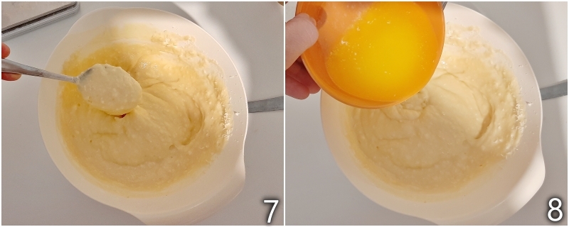 c. unire il burro fuso o l'olio all'impasto della torta al cocco