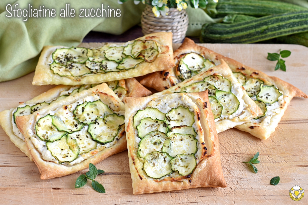 sfogliatine salate alle zucchine e ricotta ricetta antipasto veloce sfizioso con pasta sfoglia rettangolare il chicco di mais