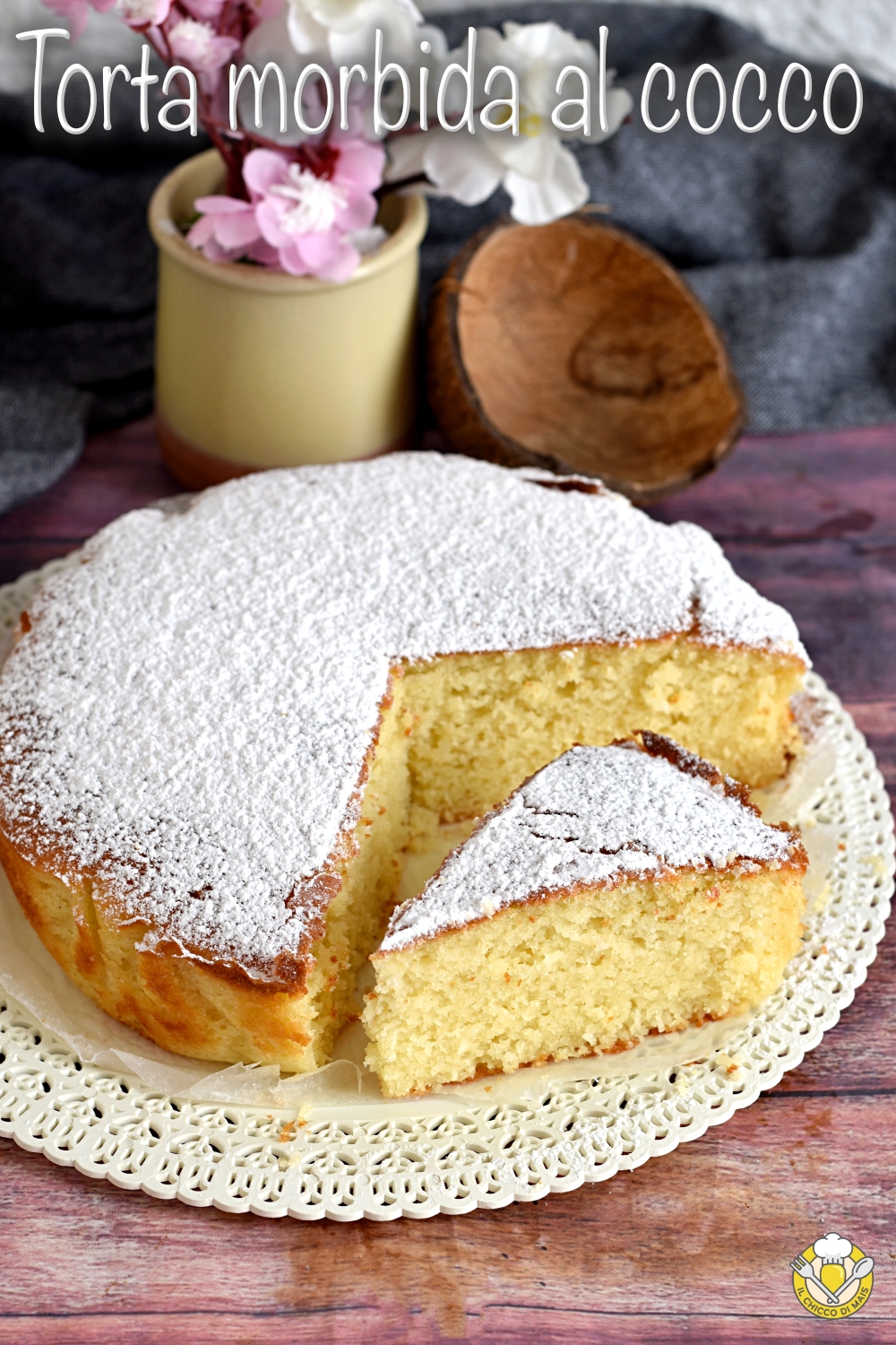 v_ torta morbida al cocco con ricotta nell'impasto ricetta dolce soffice delizioso per la colazione il chicco di mais