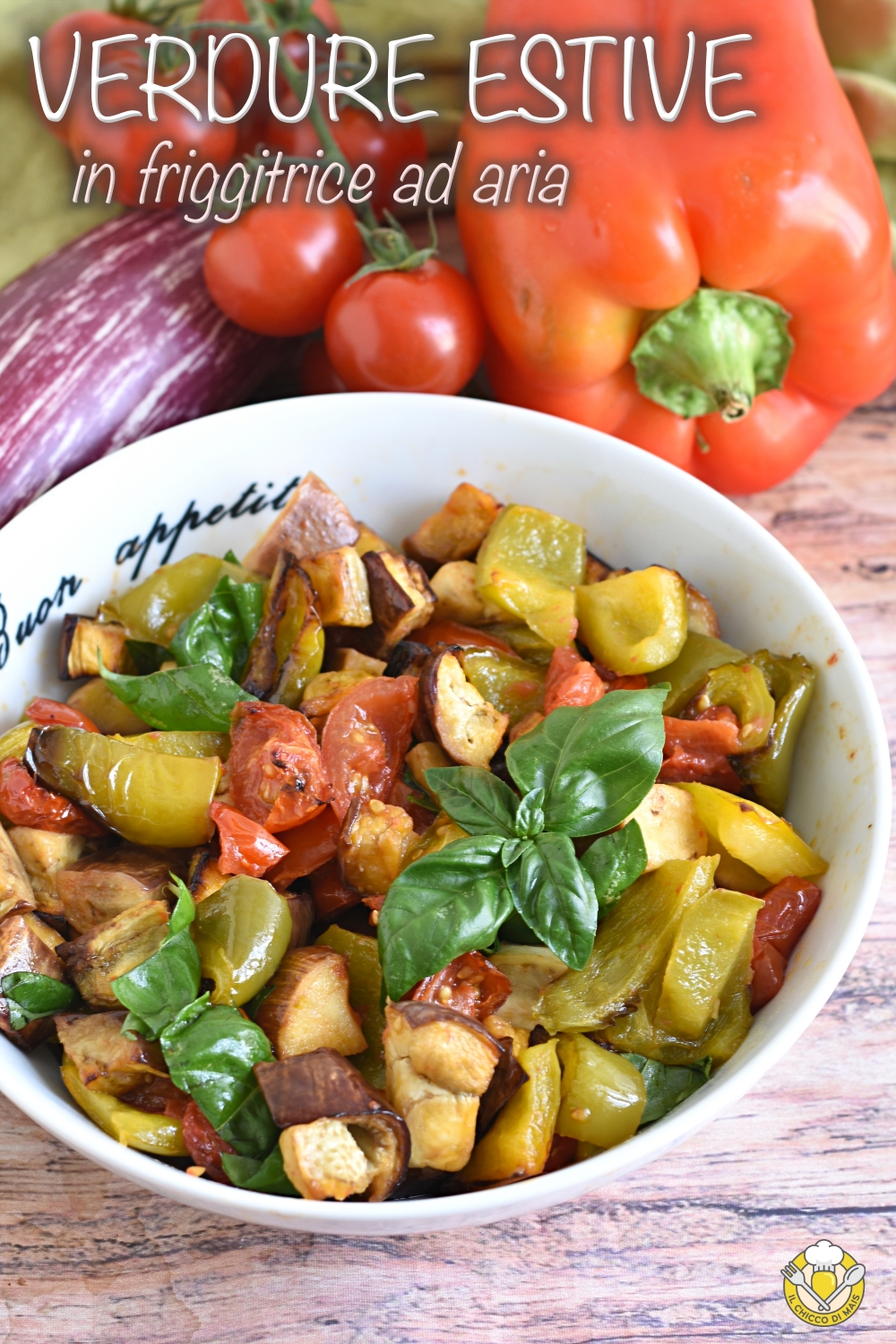 v_ verdure estive in friggitrice ad aria peperoni melanzane pomodorini arrosto in airfryer pronti in pochi minuti