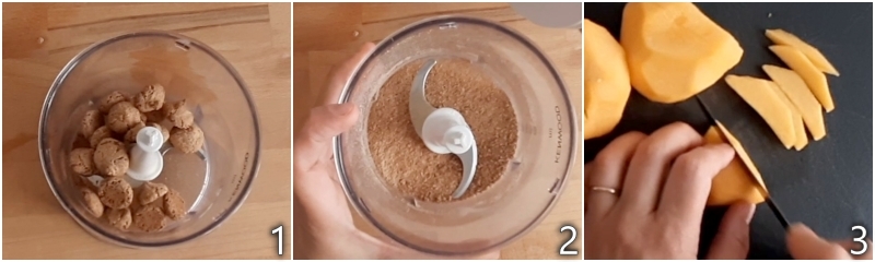 a. tritare finemente gli amaretti duri