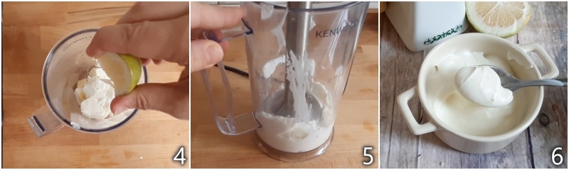 b. frullare le uova sode con lo yogurt per la maionese light