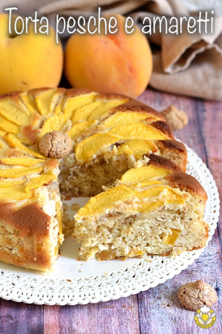 v_ torta soffice alle pesche e amaretti ricetta veloce con yogurt greco il chicco di mais