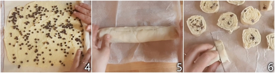 b. arrotolare e tagliare la pasta sfoglia a rotelle