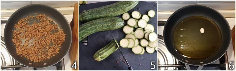 b. tagliare le zucchine a rondelle