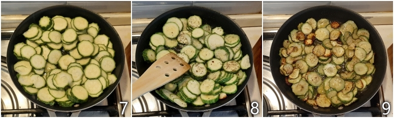 c. cuocere le zucchine in padella