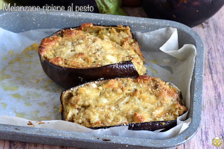 melanzane ripiene al pesto filanti ricetta facile al forno con mozzarella o scamorza il chicco di mais