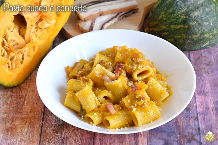 pasta zucca e pancetta con pecorino cremosa ricetta autunnale con zucca delica il chicco di mais