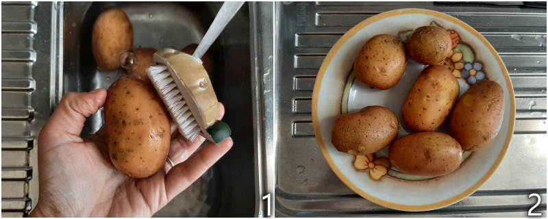 a. lavare e lessare le patate in forno o nel microonde