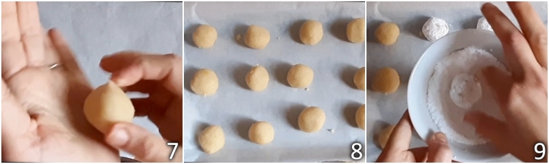 c. formare delle palline di pasta di mandorle