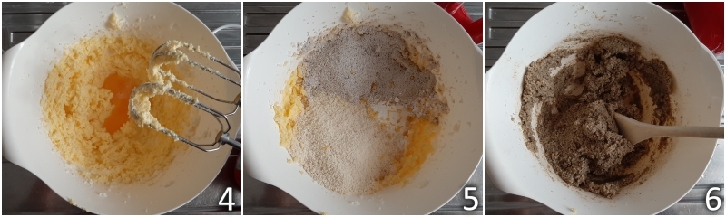 b. unire farina di mandorle e di grano saraceno