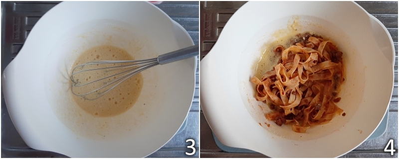 b. unire gli avanzi di pasta già condita alle uova