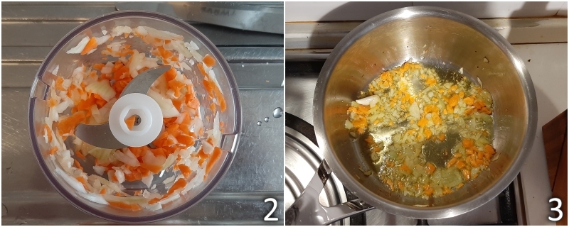 b. fare un soffritto di aglio cipolla e carota