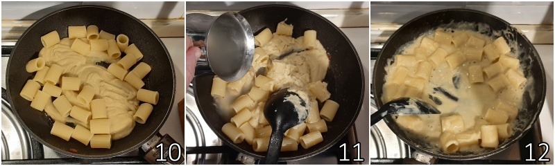 d. mantecare la pasta nella crema di fave secche