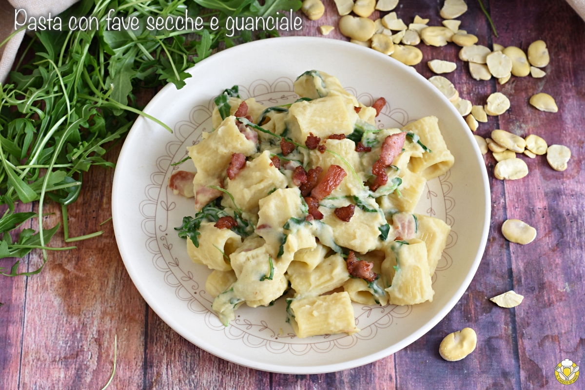 pasta con fave secche e guanciale rucola e pecorino ricetta pasta cremosa saporita originale il chicco di mais