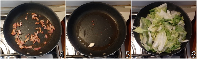 b. soffriggere l'aglio nellìolio e unire la scarola umida