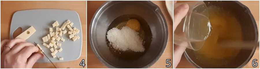 b. tagliare gli avanzi di formaggio