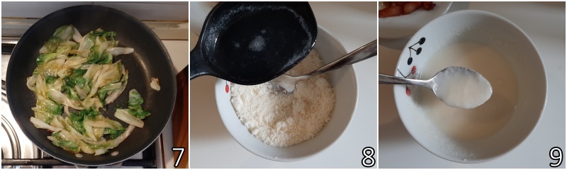 c. preparare la crema di pecorino con pecorino e acqua di cottura