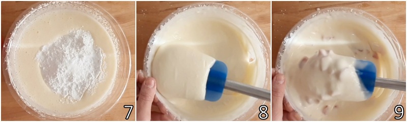 c. unire le fragole a pezzetti all'impasto del dolce