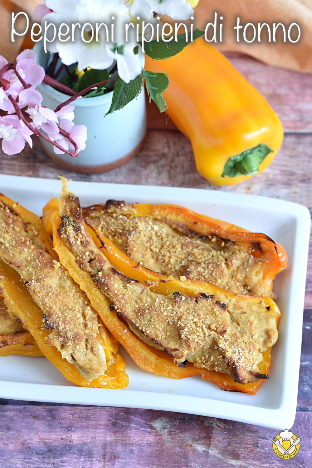 v_ peperoni ripieni di tonno al forno ricetta estiva semplice gustosa con peperoni corno rosso il chicco di mais