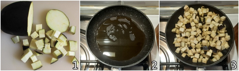 a. saltare le melanzane in padella con solo olio