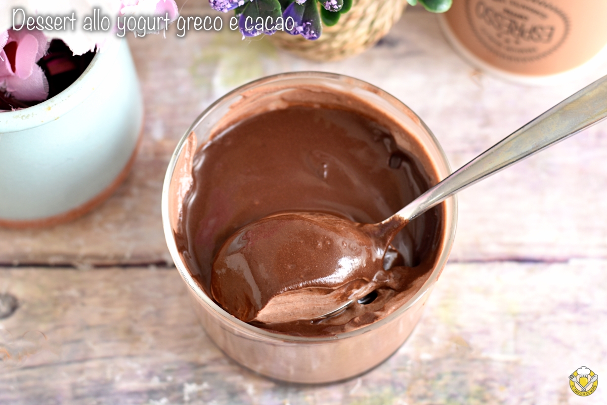 dessert allo yogurt greco e cacao solo 4 ingredienti ricetta facile dolce cremoso fit senza zucchero il chicco di mais
