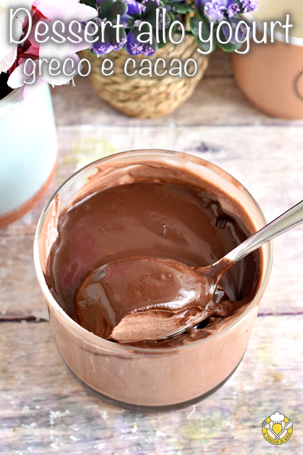 v_ dessert allo yogurt greco e cacao solo 4 ingredienti ricetta facile dolce cremoso fit senza zucchero il chicco di mais