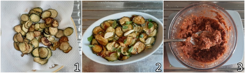 a. preparare le zucchine a scapece e il pesto di pomodori secchi