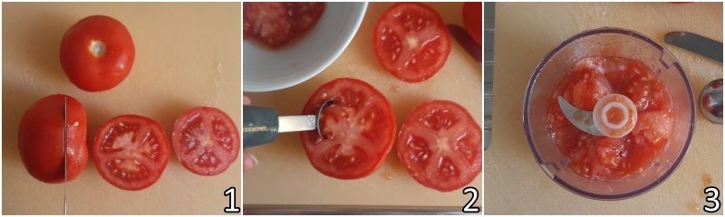 a. svuotare i pomodori con lo scavino