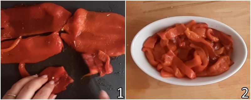 arrostire i peperoni e tagliarli a listarelle