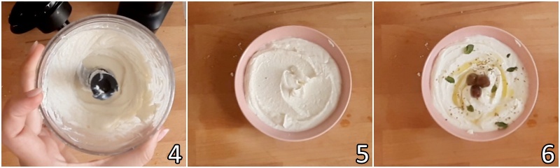 b. frullare feta e yogurt greco e guarnire con erbe aromatiche