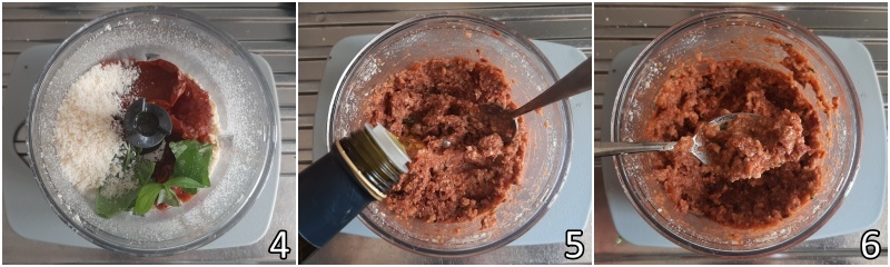 b. frullare i pomodori secchi con basilico e parmigiano