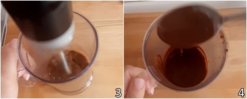 b. frullare il cioccolato con il caffè fino a ottenere una ganache