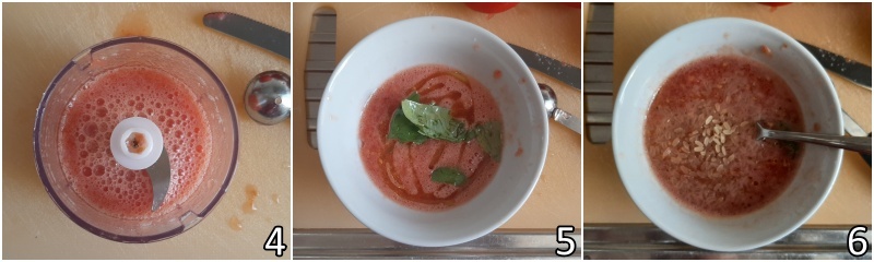 b. mescolare il riso con l'acqua dei pomodori aglio e basilico