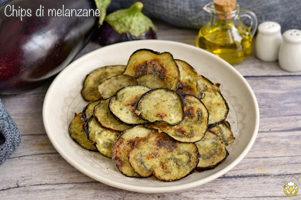 chips di melanzane al forno o in friggitrice ad aria croccanti leggere con poco olio il chicco di mais