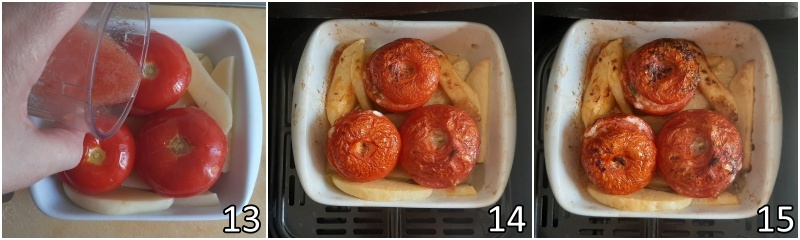 e. cuocere i pomodori ripieni di riso nella friggitrice ad aria in due step