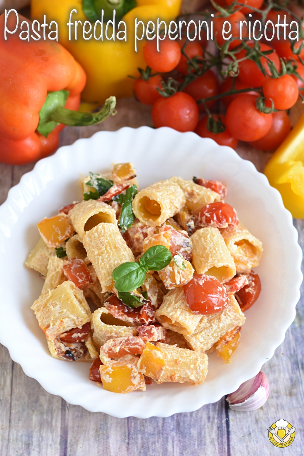v_ pasta fredda con peperoni e ricotta ricetta estiva veloce e leggera con verdure in friggitrice ad aria il chicco di mais